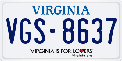 VA license plate VGS8637