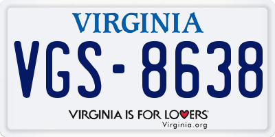 VA license plate VGS8638