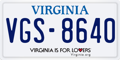 VA license plate VGS8640