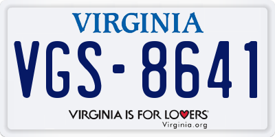 VA license plate VGS8641