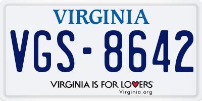 VA license plate VGS8642