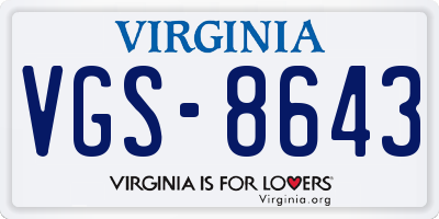 VA license plate VGS8643