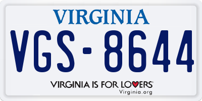 VA license plate VGS8644
