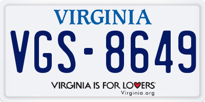 VA license plate VGS8649