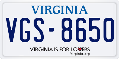 VA license plate VGS8650