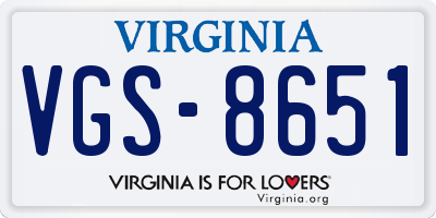 VA license plate VGS8651