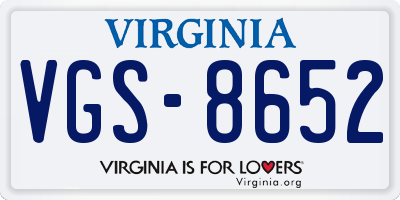 VA license plate VGS8652