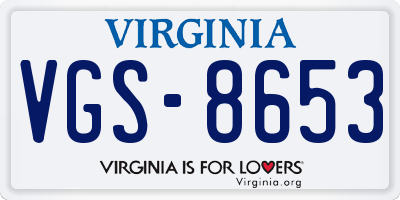VA license plate VGS8653