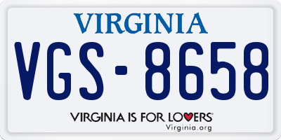 VA license plate VGS8658