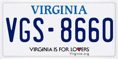 VA license plate VGS8660