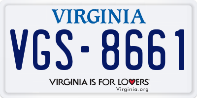 VA license plate VGS8661