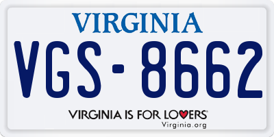 VA license plate VGS8662