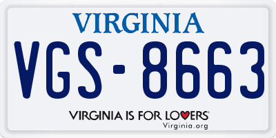 VA license plate VGS8663