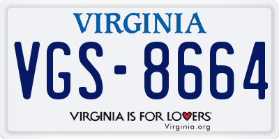 VA license plate VGS8664