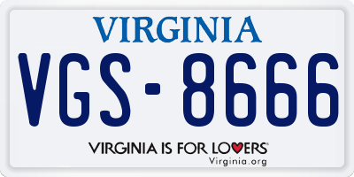 VA license plate VGS8666