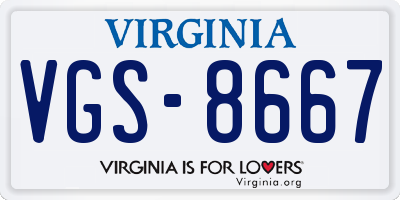 VA license plate VGS8667