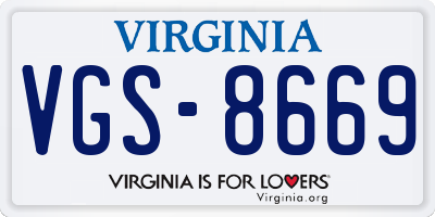VA license plate VGS8669