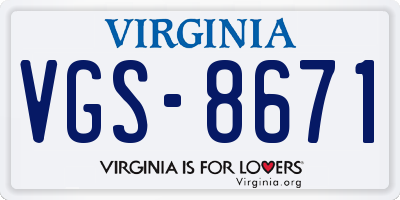 VA license plate VGS8671