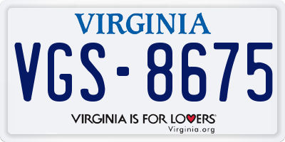 VA license plate VGS8675