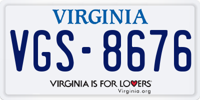 VA license plate VGS8676