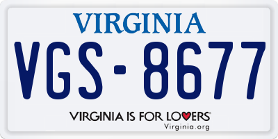 VA license plate VGS8677