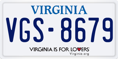 VA license plate VGS8679