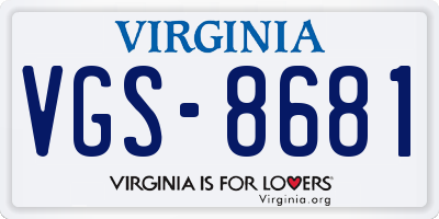 VA license plate VGS8681