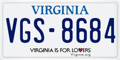 VA license plate VGS8684