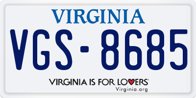 VA license plate VGS8685