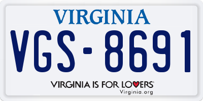 VA license plate VGS8691
