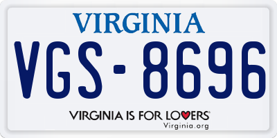VA license plate VGS8696