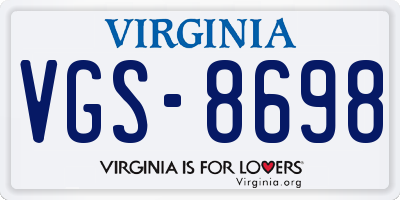 VA license plate VGS8698