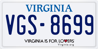 VA license plate VGS8699