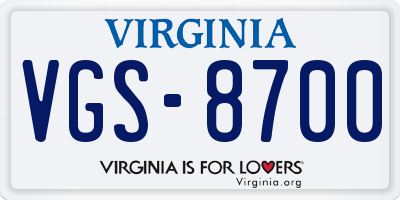 VA license plate VGS8700
