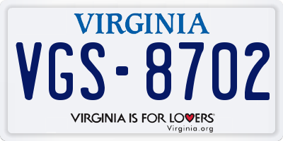 VA license plate VGS8702