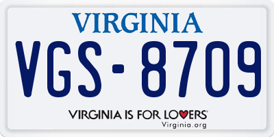 VA license plate VGS8709