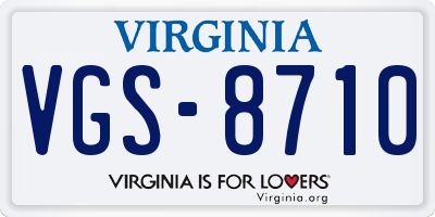 VA license plate VGS8710