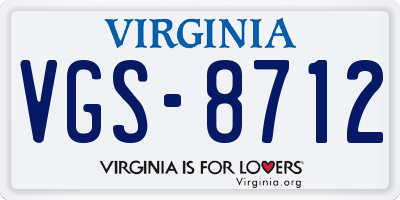VA license plate VGS8712