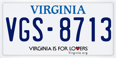 VA license plate VGS8713
