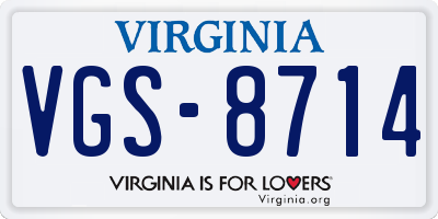 VA license plate VGS8714