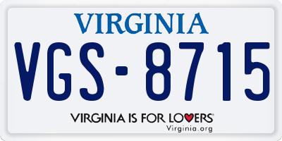 VA license plate VGS8715