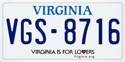 VA license plate VGS8716