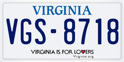 VA license plate VGS8718