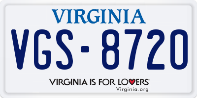 VA license plate VGS8720