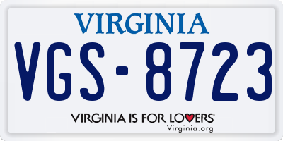 VA license plate VGS8723
