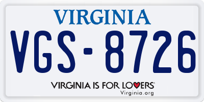 VA license plate VGS8726