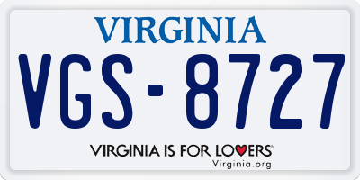 VA license plate VGS8727
