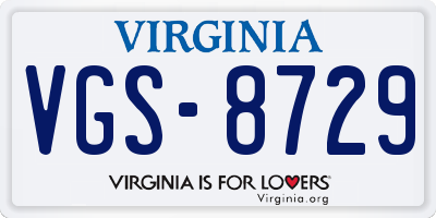 VA license plate VGS8729