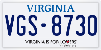 VA license plate VGS8730