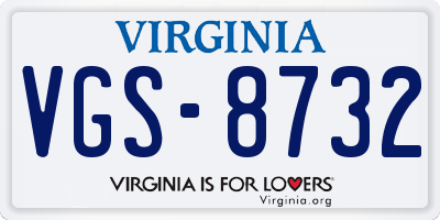 VA license plate VGS8732